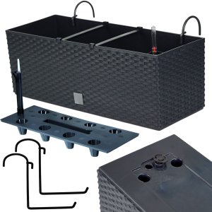 2x Doniczka balkonowa 51cm + uchwyty / haki, nawadniacz Skrzynka na balkon + keramzyt 5l 4