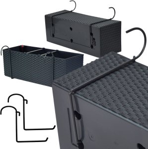 2x Doniczka balkonowa 51cm + uchwyty / haki, nawadniacz Skrzynka na balkon + keramzyt 5l 7