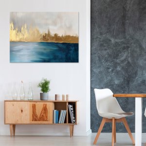 OBRAZ ABSTRAKCJA ZŁOTO SZARY LOFT DO SYPIALNI SALONU NA PŁÓTNIE 60x40 2