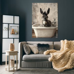 OBRAZ OSIOŁ W WANNIE ZWIERZĘTA PIONOWY DO ŁAZIENKI NA PŁÓTNIE ŚCIANĘ 60x40 2