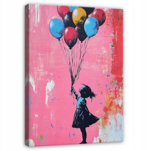 OBRAZ ABSTRAKCJA BANKSY DZIEWCZYNKA DO SYPIALNI SALONU NA PŁÓTNIE 100x70 1