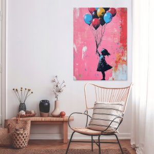 OBRAZ ABSTRAKCJA BANKSY DZIEWCZYNKA DO SYPIALNI SALONU NA PŁÓTNIE 60x40 2