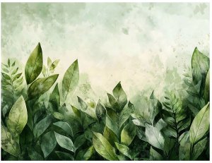 FOTOTAPETA LIŚCIE ZIELONE NATURA BETON DO SYPIALNI SALONU TAPETA 350x250 1