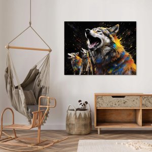 OBRAZ NA PŁÓTNIE ŚCIANĘ WILKI ABSTRAKCJA CZARNY DO SYPIALNI SALONU 60x40 2