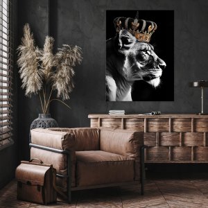 OBRAZ NA PŁÓTNIE ŚCIANĘ LEW MOTYWACYJNY KORONA DO SYPIALNI SALONU 60x40 2