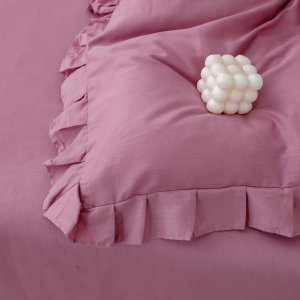 Pościel Bawełniana Z Falbanką 140X200 Różowa Fbf 09 6