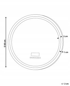 Lustro Beliani Lustro łazienkowe LED BROGNON 60 cm 60 cm Wbudowany głośnik Bluetooth Srebrny 3