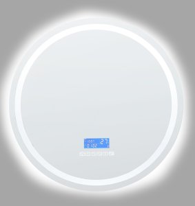 Lustro Beliani Lustro łazienkowe LED BROGNON 60 cm 60 cm Wbudowany głośnik Bluetooth Srebrny 6