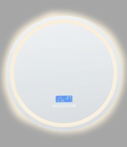 Lustro Beliani Lustro łazienkowe LED BROGNON 60 cm 60 cm Wbudowany głośnik Bluetooth Srebrny 7