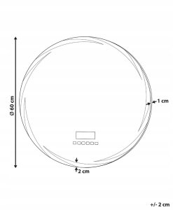 Lustro Beliani Lustro łazienkowe LED TANAY 60 cm 60 cm Wbudowany głośnik Bluetooth Srebrny 12