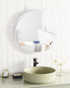 Lustro Beliani Lustro łazienkowe LED TANAY 60 cm 60 cm Wbudowany głośnik Bluetooth Srebrny 4