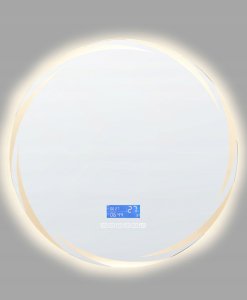 Lustro Beliani Lustro łazienkowe LED TANAY 60 cm 60 cm Wbudowany głośnik Bluetooth Srebrny 7