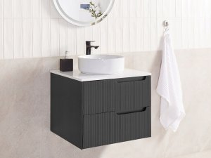 Beliani Wisząca szafka pod umywalkę QUINTELA 60 cm 52 cm 48 cm Czarny 2