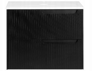 Beliani Wisząca szafka pod umywalkę QUINTELA 60 cm 52 cm 48 cm Czarny 5