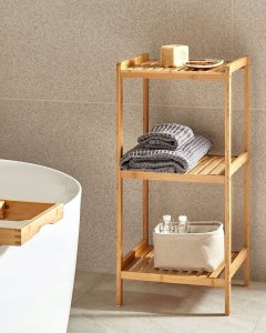 Beliani Regał łazienkowy bambusowy jasne drewno BAXLEY 2