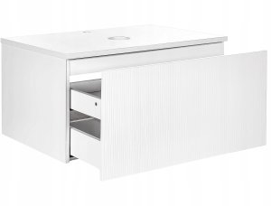 Beliani Wisząca szafka pod umywalkę ALZIRA 80 cm 52 cm 40 cm Biały 5