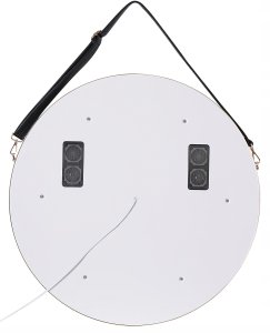 Lustro Beliani Lustro łazienkowe LED DAROIS 60 cm 60 cm Wbudowany głośnik Bluetooth Złoty 5