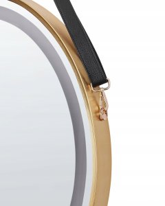 Lustro Beliani Lustro łazienkowe LED DAROIS 60 cm 60 cm Wbudowany głośnik Bluetooth Złoty 7