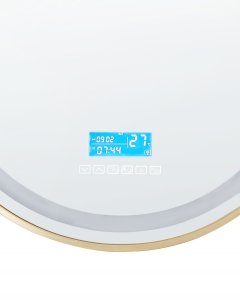 Lustro Beliani Lustro łazienkowe LED DAROIS 60 cm 60 cm Wbudowany głośnik Bluetooth Złoty 8