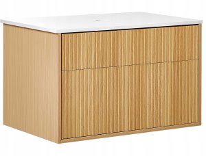 Beliani Wisząca szafka pod umywalkę BEXTI 80 cm 52 cm 50 cm Jasnobrązowy 1