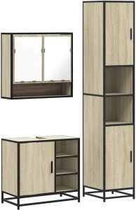 vidaXL 3-cz. zestaw mebli łazienkowych, kolor dąb sonoma 2