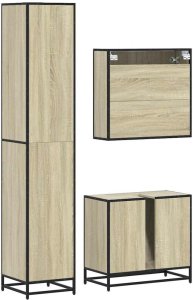 vidaXL 3-cz. zestaw mebli łazienkowych, kolor dąb sonoma 7