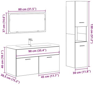 vidaXL 3-częściowy zestaw mebli łazienkowych, kolor starego drewna 9