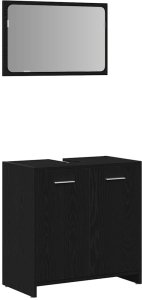 vidaXL Szafka łazienkowa z lustrem, czarny dąb materiał drewnopochodny 2
