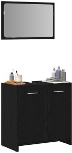 vidaXL Szafka łazienkowa z lustrem, czarny dąb materiał drewnopochodny 4