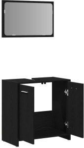 vidaXL Szafka łazienkowa z lustrem, czarny dąb materiał drewnopochodny 5