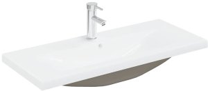 vidaXL Szafka pod umywalkę z wbudowaną umywalką i baterią dąb artisan 5