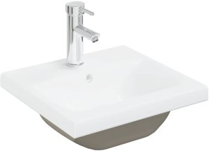 vidaXL Szafka pod umywalkę z wbudowaną umywalką i baterią dąb artisan 4