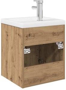 vidaXL Szafka pod umywalkę z wbudowaną umywalką i baterią dąb artisan 7