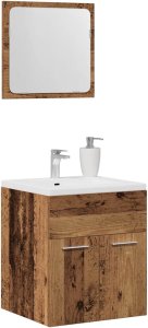 vidaXL 2-częściowy zestaw mebli łazienkowych, kolor starego drewna 4