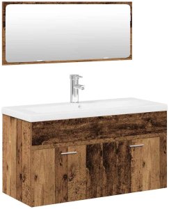 vidaXL 3-częściowy zestaw mebli łazienkowych, kolor starego drewna 2