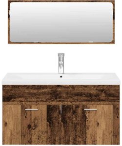vidaXL 3-częściowy zestaw mebli łazienkowych, kolor starego drewna 4
