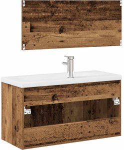 vidaXL 3-częściowy zestaw mebli łazienkowych, kolor starego drewna 9