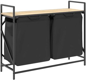 Kosz na pranie vidaXL Kosz na pranie 2 przegrody z półką, dąb sonoma 2