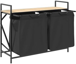 Kosz na pranie vidaXL Kosz na pranie 2 przegrody z półką, dąb sonoma 5