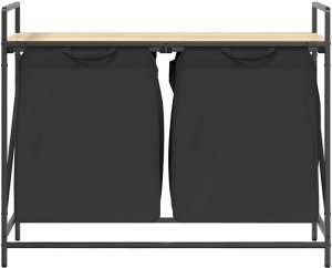 Kosz na pranie vidaXL Kosz na pranie 2 przegrody z półką, dąb sonoma 6