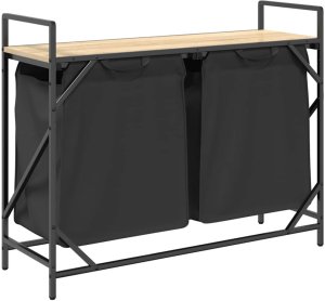 Kosz na pranie vidaXL Kosz na pranie 2 przegrody z półką, dąb sonoma 8