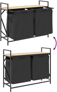 Kosz na pranie vidaXL Kosz na pranie 2 przegrody z półką, dąb sonoma 10