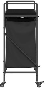 Kosz na pranie vidaXL Kosz na pranie 2 przegrody z kółkami, czarny dąb 7