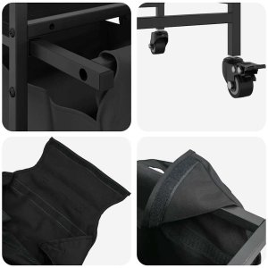 Kosz na pranie vidaXL Kosz na pranie 2 przegrody z kółkami, czarny dąb 10