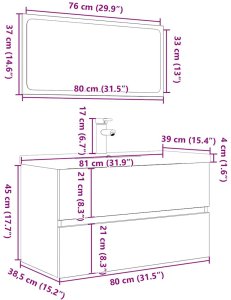 3-częściowy zestaw mebli łazienkowych, kolor starego drewna 12