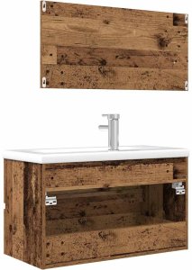 3-częściowy zestaw mebli łazienkowych, kolor starego drewna 9