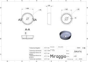 Miraggio Umywalka nablatowa MIRAGGIO JAKARTA 40*40*12 Połysk Biała 0000536 2