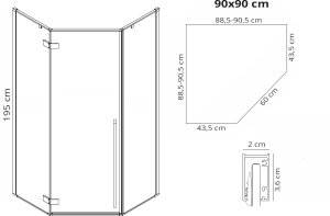 Kabina Prysznicowa Rea DIAMOND 90x90 Złota Szczotkowana 9