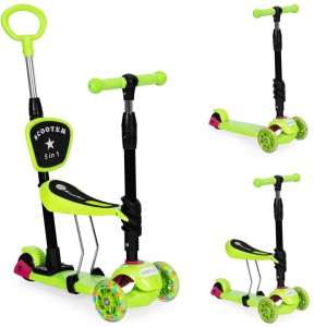 Hulajnoga trójkołowa balansowa led 3w1 świecące kółka - Zielona ECOTOYS 1