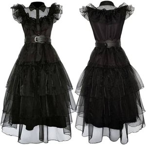 STRÓJ CZARNA SUKIENKA BALOWA WEDNESDAY ADDAMS 110 2